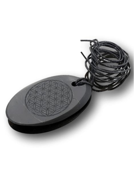 Colgante Ovalado Flor de la Vida Shungit