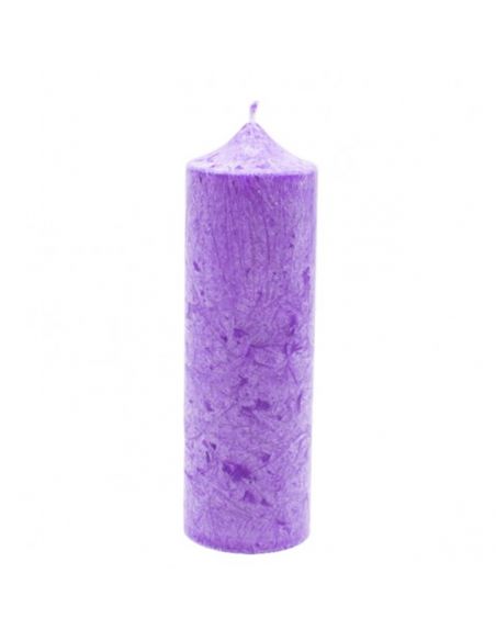 Vela Pilar de Cera de Palma Lila-Violeta Canvela - 19 x 5.8 cm.
