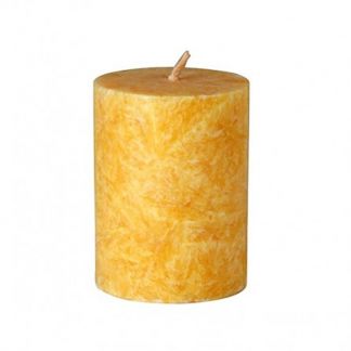 Vela de Cera de Palma Pilar Amarilla Pequeña Kenzerfarm - 5 x 6.5 cm.