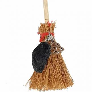 Escoba de Bruja Turmalina Negra y Triqueta