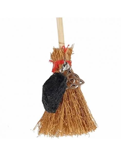 Escoba de Bruja Turmalina Negra y Triqueta