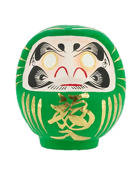 Daruma Japonés Verde (Salud) Tierra Zen - 12 cm.