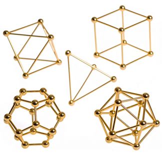 Juego de Cinco Poliedros de Metal Dorado