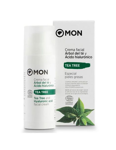 Crema Facial de Árbol del Té y Ácido Hialurónico Bio Mon - 50 ml.