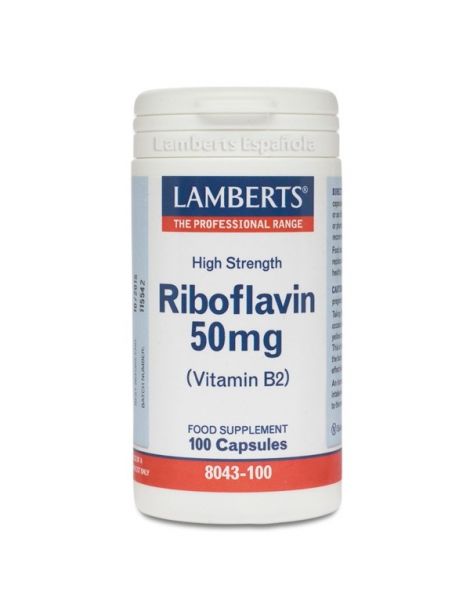 Riboflavina (Vitamina B2) 50 mg. Lamberts - 100 cápsulas
