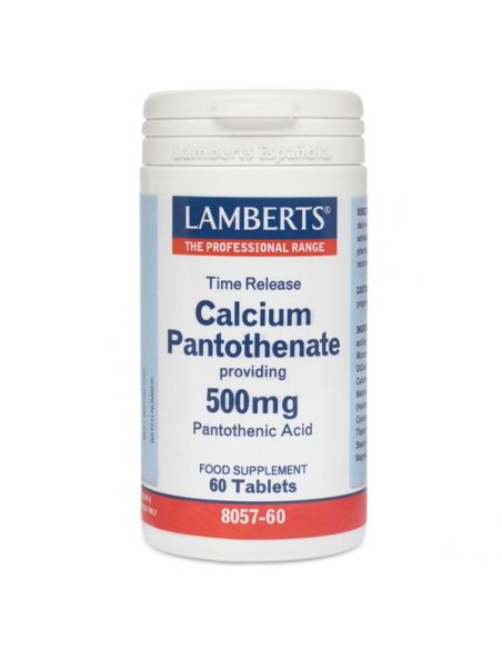 Pantotenato de Calcio (Vitamina B5) 500 mg. L. Sostenida Lamberts - 60 tabletas
