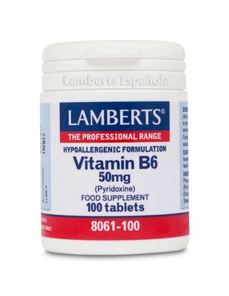 Vitamina B6 (Piridoxina) 50 mg. Lamberts - 100 tabletas