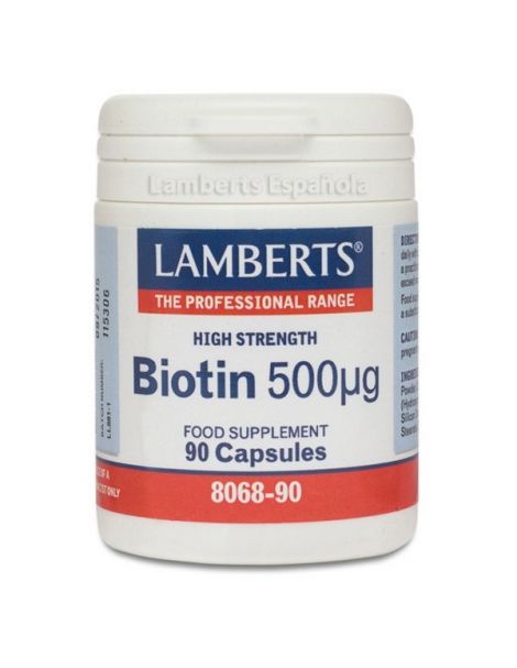 Biotina 500 mcg. Lamberts - 90 cápsulas