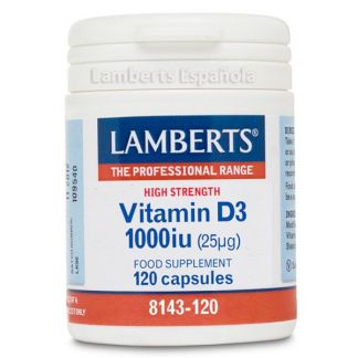 Vitamina D3 1000 UI 25 mcg. Lamberts - 120 tabletas