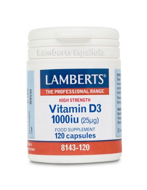 Vitamina D3 1000 UI 25 mcg. Lamberts - 120 tabletas