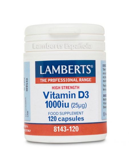 Vitamina D3 1000 UI 25 mcg. Lamberts - 120 cápsulas