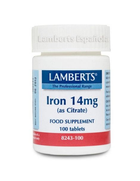 Hierro 14 mg. Lamberts - 100 tabletas