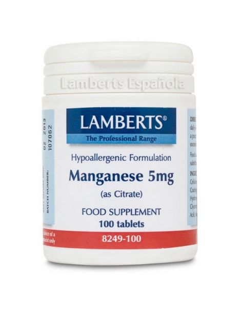 Manganeso 5 mg. Lamberts - 100 tabletas