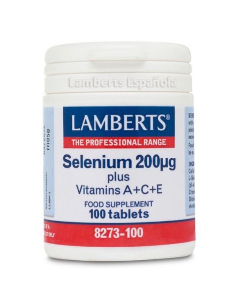 Selenio 200 mcg.+ Vitaminas A+C+E Lamberts - 100 tabletas
