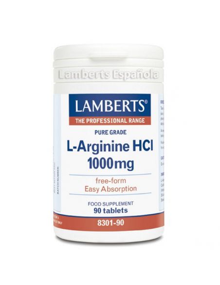 L-Arginina HCI 1000 mg. Lamberts - 90 tabletas