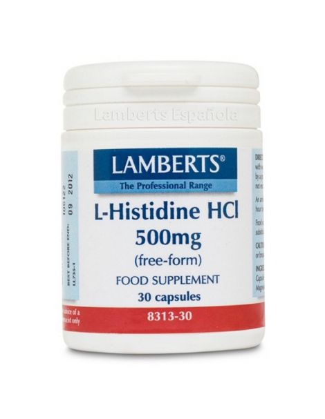 L-Histidina HCI 500 mg. Lamberts - 30 cápsulas