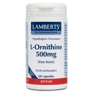 L-Ornitina HCI 500 mg. Lamberts - 60 cápsulas