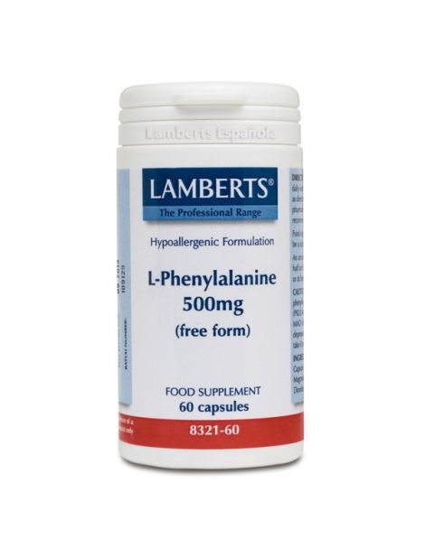 L-Fenilalanina 500 mg. Lamberts - 60 cápsulas