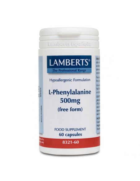 L-Fenilalanina 500 mg. Lamberts - 60 cápsulas
