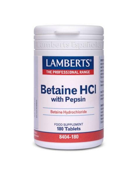 Betaina HCI con Pepsina Lamberts - 180 tabletas