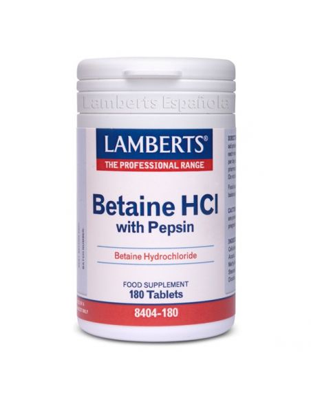 Betaina HCI con Pepsina Lamberts - 180 tabletas