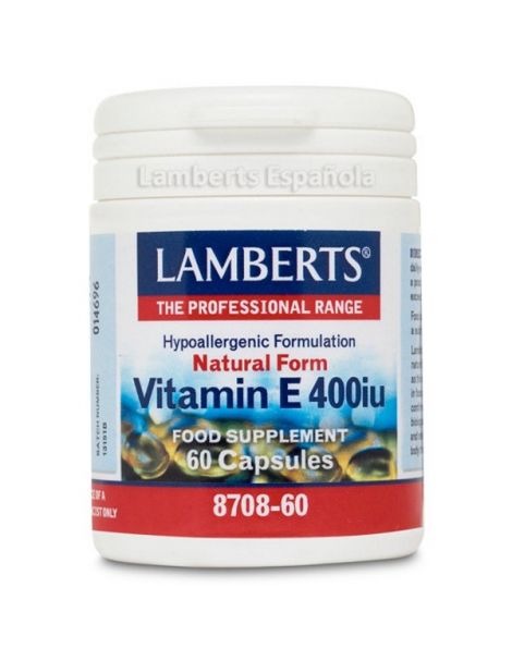 Vitamina E Natural 400 UI Lamberts - 60 cápsulas