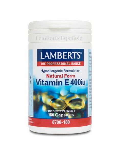 Vitamina E Natural 400 UI Lamberts - 180 cápsulas