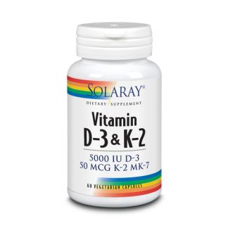 Vitamina D3 & K2 (MK7) Solaray - 60 cápsulas