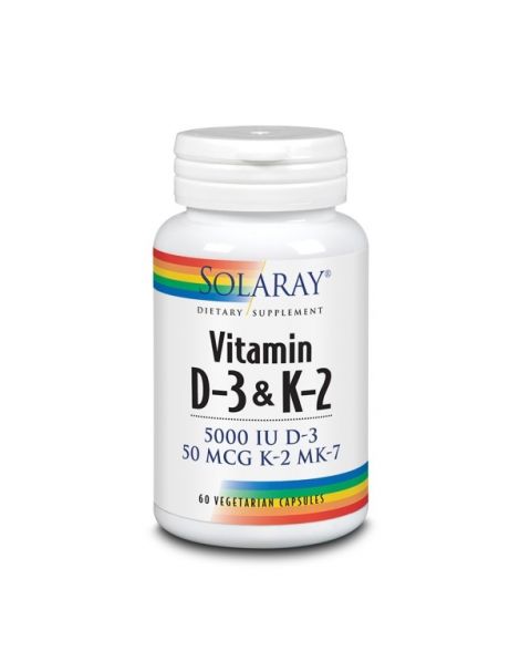 Vitamina D3 & K2 (MK7) Solaray - 60 cápsulas