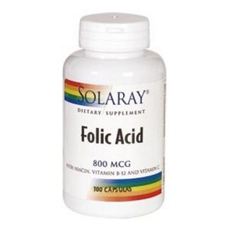 Ácido Fólico 800 mcg. Solaray - 100 cápsulas