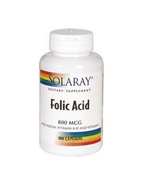 Ácido Fólico 800 mcg. Solaray - 100 cápsulas