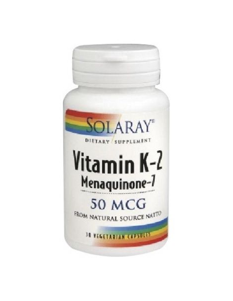 Vitamina K2 (Menaquinona 7) Solaray - 30 cápsulas