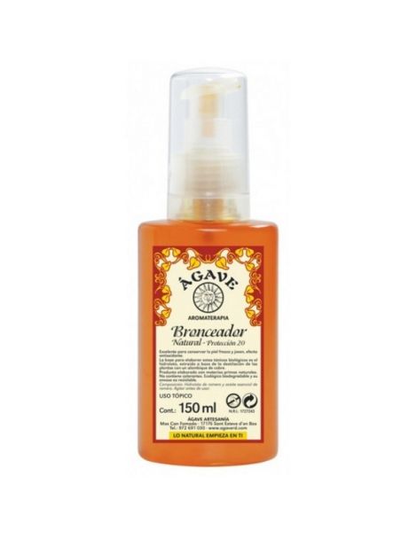 Bronceador Natural Protección 20 Ágave - 150 ml.