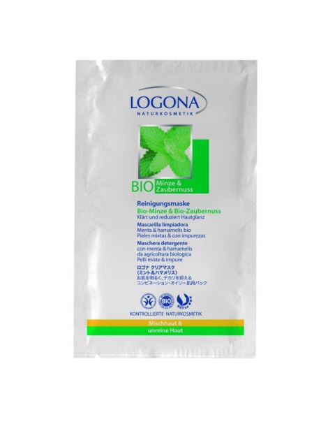 Mascarilla Purificante Menta & Hamamelis Bio Logona - 20 x 7.5 ml.