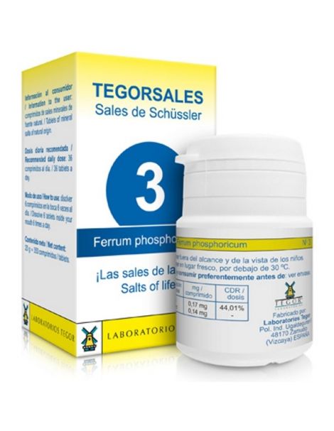 Sales de Shüssler (Ferrum Phosphoricum) Tegorsal 3 - 350 comprimidos