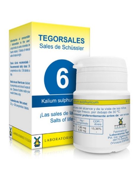 Sales de Shüssler (Kalium Sulphuricum) Tegorsal 6 - 350 comprimidos