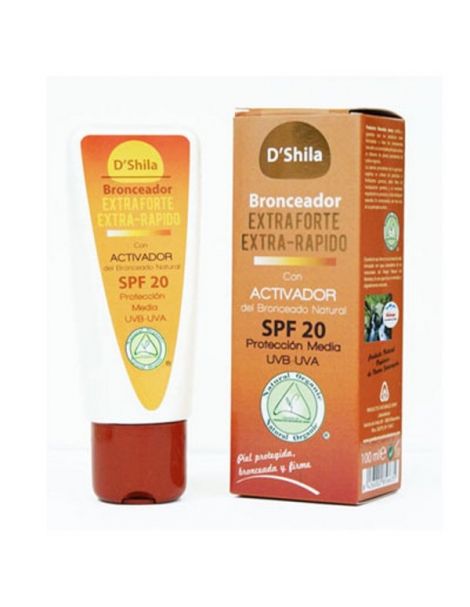 Bronceador SPF 20 Extra Forte y Extra Rápido D'Shila - 100 ml.