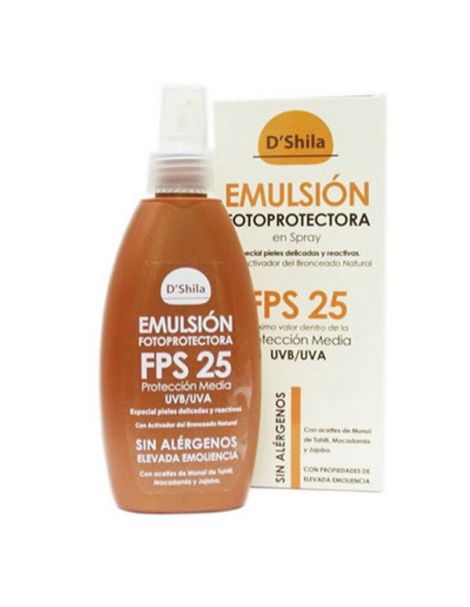 Emulsión Fotoprotectora SPF 25 D'Shila - spray 200 ml.