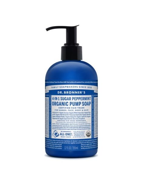 Jabón Líquido de Azúcar Shikakai de Menta Dr. Bronner´s - 355 ml.