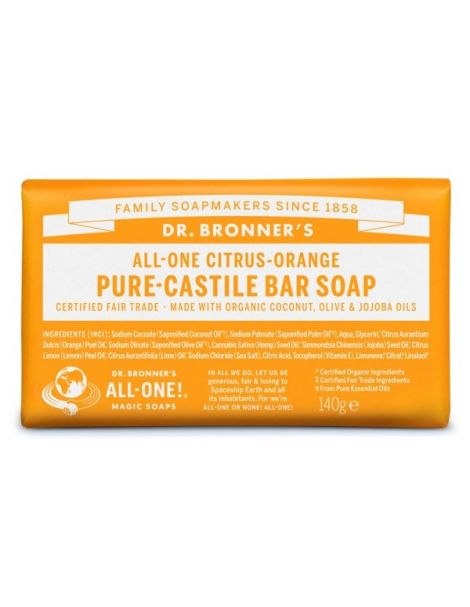 Jabón de Castilla Cítrico-Naranja Dr. Bronner´s - 140 gramos