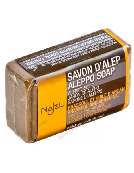 Jabón de Alepo con Rhassoul y Argán Najel - pastilla de 100 gramos