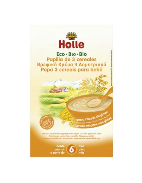 Papillas de 3 Cereales Bio 6M Holle - 250 gramos