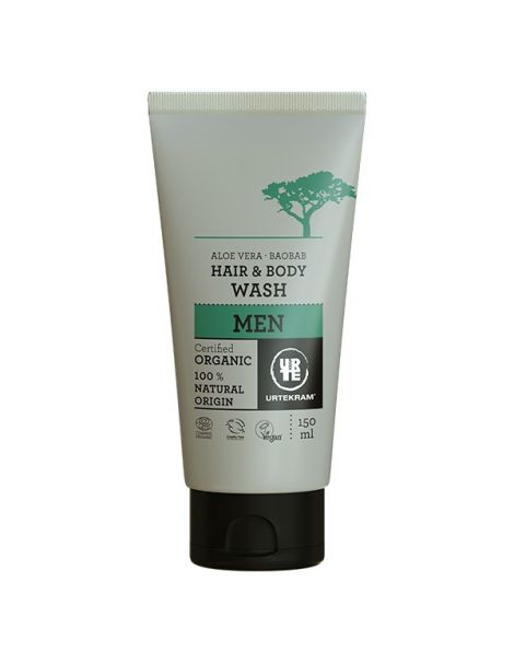 Champú Gel de Ducha Aloe Vera y Baobab Men Urtekram - 150 ml.