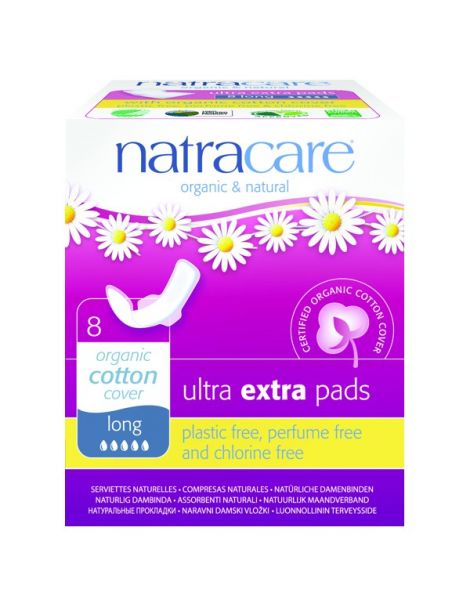 Compresa Ultra Extra Larga con Alas Natracare - 8 unidades