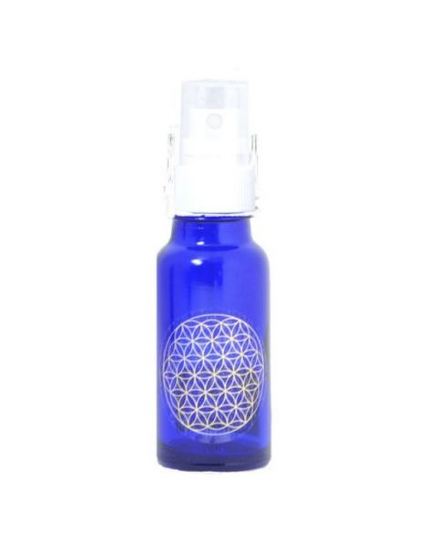 Frasco Vaporizador Vidrio Azul Cobalto con Flor de la Vida - 50 ml.