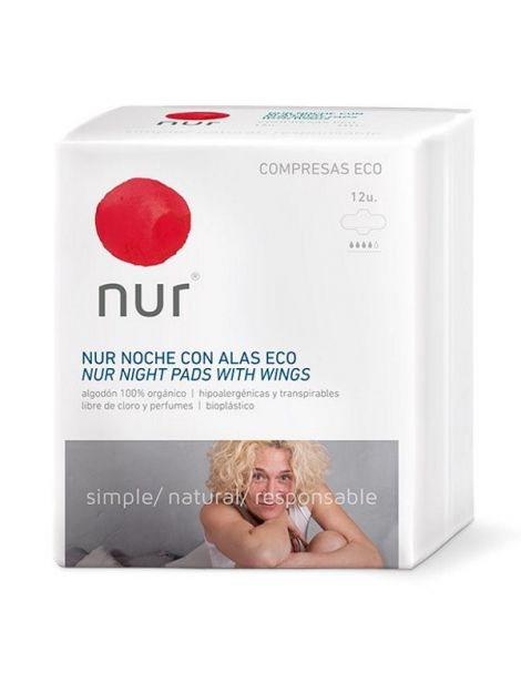 Compresa Ultrafina de Noche con Alas Nur - 12 unidades