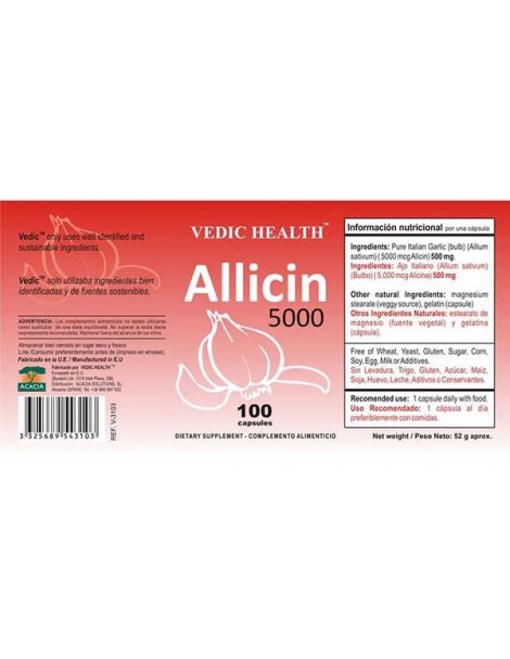 Allicin 10000 Vedic Health - 100 cápsulas