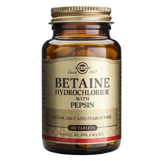 Betaína Clorhidrato con Pepsina Solgar - 100 comprimidos