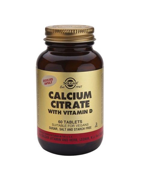 Citrato de Calcio con Vitamina D Solgar - 60 comprimidos