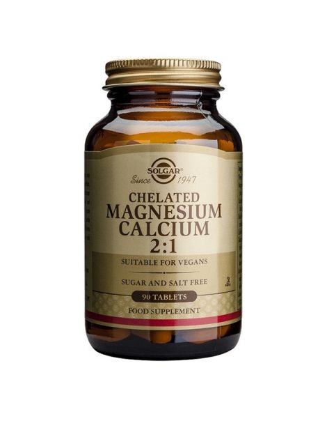 Magnesio - Calcio Quelado 2:1 Solgar - 90 comprimidos